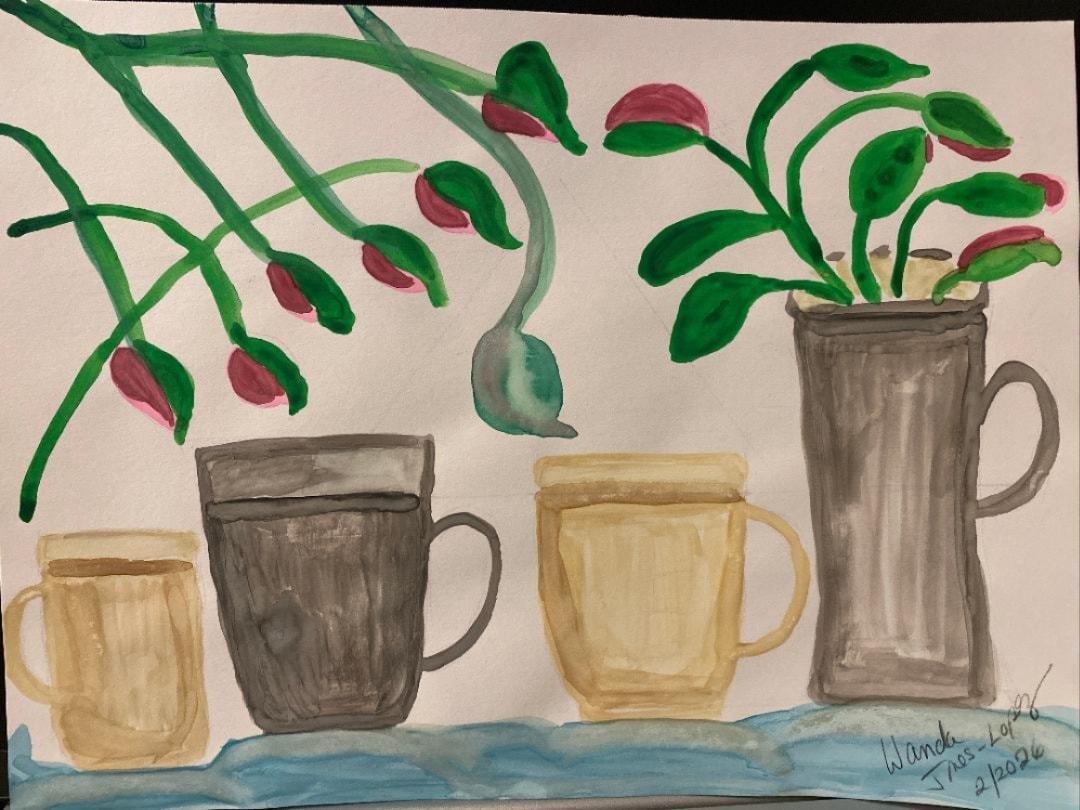 Every brushstroke tells a story. Morning Tea by Wanda Jones-López.